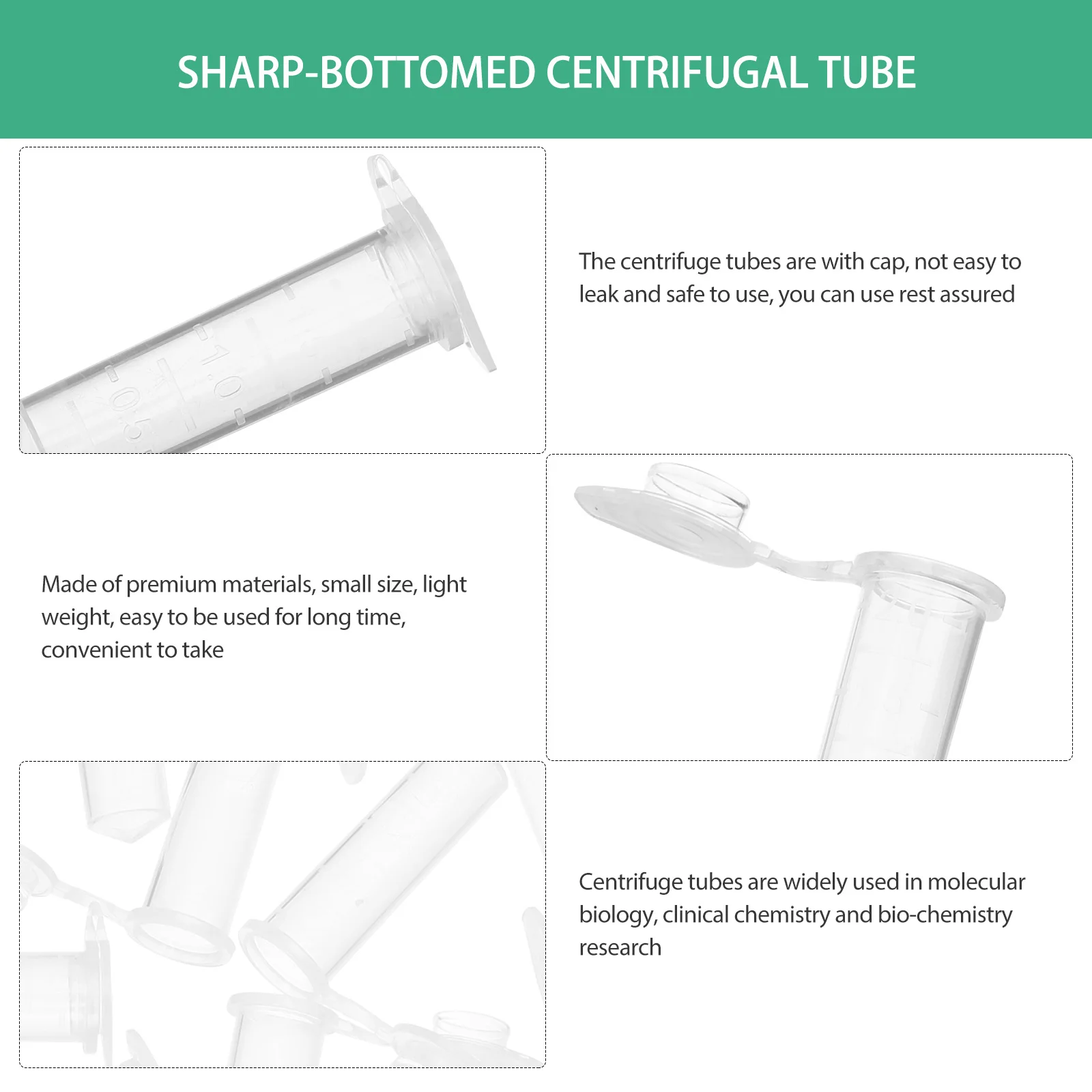 

500 Pcs Tube Plastic Vial Tubes Sample with Lids Test Pointed Bottom Laboratory Small