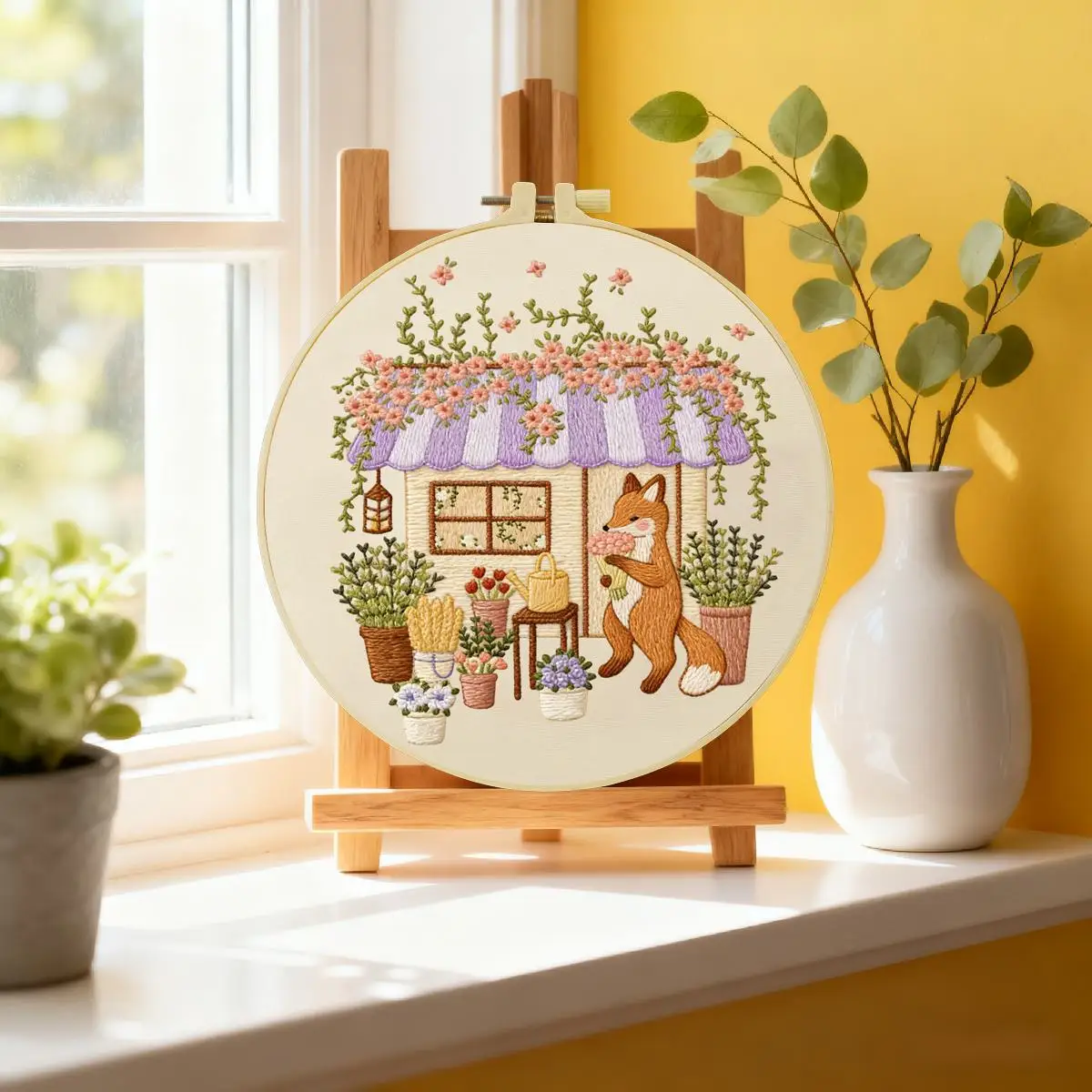 1 Stück 20X20CM/15X15CM 7,87/6,3 Zoll Meeresblick Stickerei Starter-Kit DIY-Kit Stickerei-Set für Anfänger – Detail 1