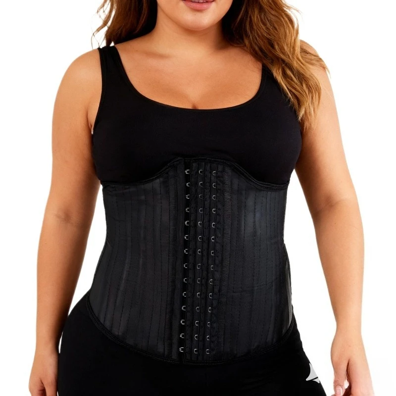 25 Stahlknochen-Fajas aus Naturlatex: Korsett-Taillentrainer mit hoher Kompression zur Bauchkontrolle und Bauchstraffung für Damen