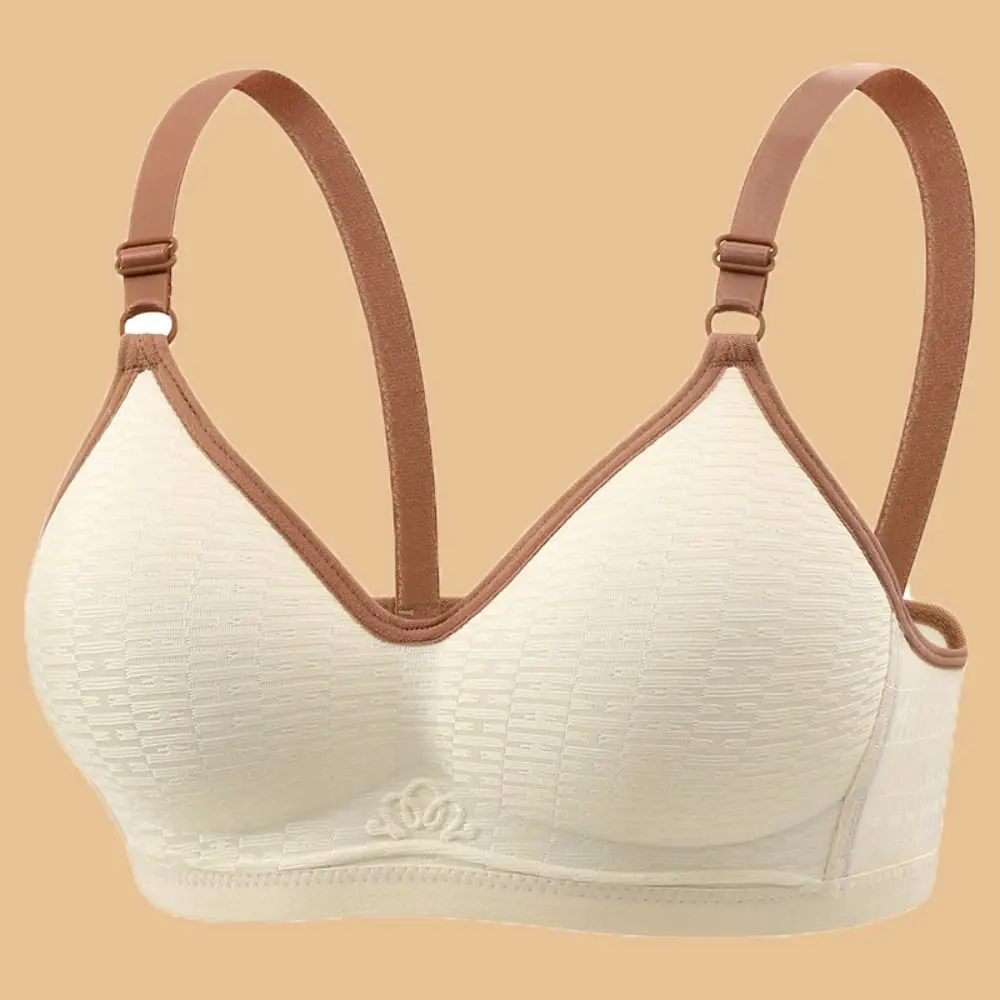 Reggiseno a V profondo senza fili semplice e aderente Reggiseno sottile antiurto per le donne Lingerie anti-cedimento Regali di biancheria intima push up