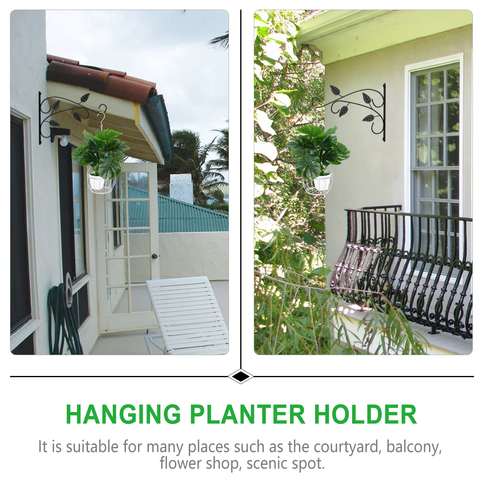 

Hanging Iron Planter Basket Flowerpot Holder Thickened Metal Wall Mount Plant Display Rack for Home Balcony Yard Garden