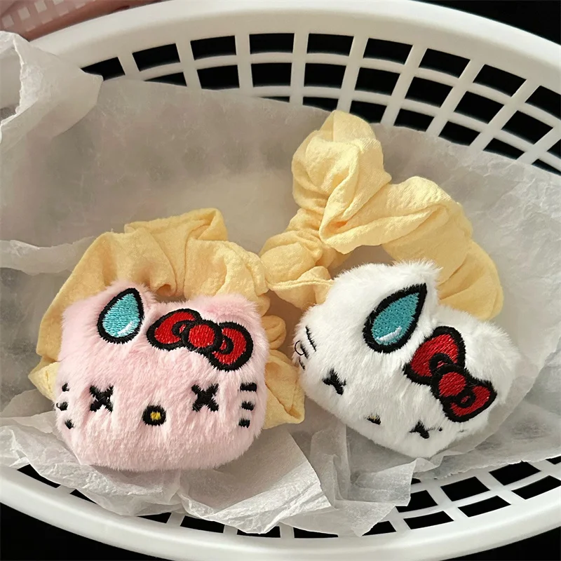 Lazo para el pelo de Hello Kitty Y2K para niña, coletero grande a cuadros rojos de Colon, lazo para el pelo de Anime Kawaii, lazo para el pelo de dibujos animados para niña, regalo para niño, 2024