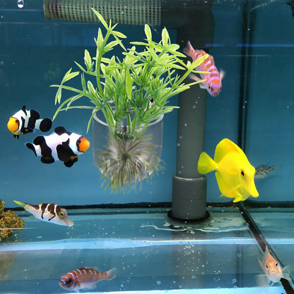 

10pcs Aquarium Flower Pot Planter Cups Acrylic Suction Cup Plant Holder Fish Tank Decor Hydroponic Gardening Space Saving