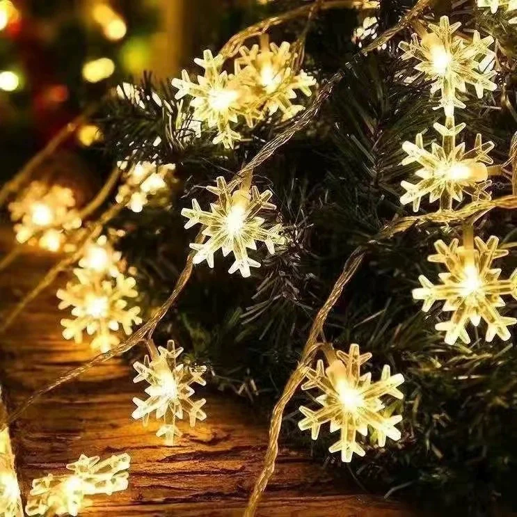 Snowflake Solar LED Fairy Light Outdoor Festoon Garland String Lights Christmas Wedding Party Garden Tree Solar Lamp Decoration