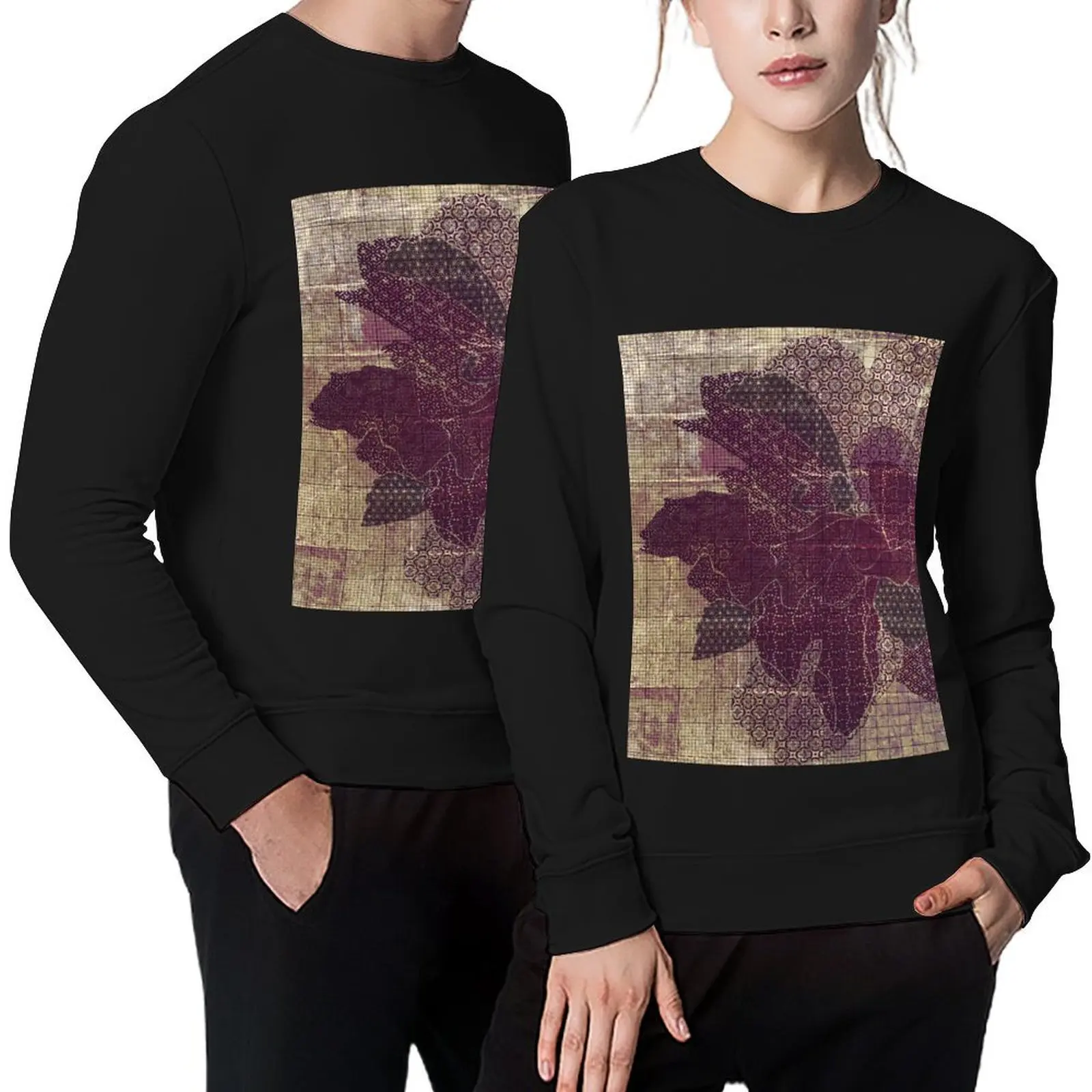 

Peony and Japanese Pattern - Olive&Aubergine Pullover tracksuit tracksuit men autumn jacket men oversize sweatshirts