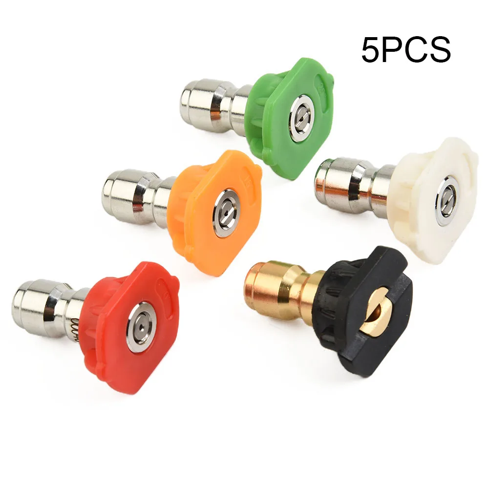 5pcs 1/4inch Quick Connect Garden High Pressure Washer Spray Nozzle 0 15 25 40 Degree Watering Soap Nozzle Tip Garden Cleaning