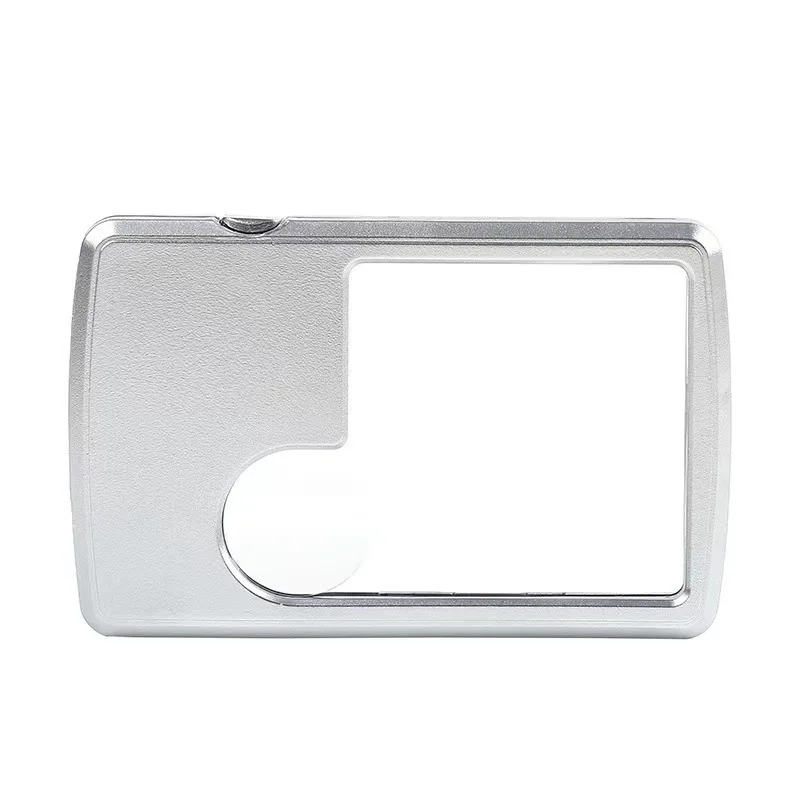 Custom. Hot-Selling 85*55 Leather Magnifying Glass LED Thin Business Card with Light 3x/6x Card Reading Magnifier