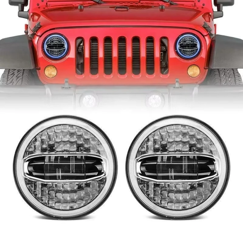

For Jeep Wrangler JK JKU 2007-2014 7" Car Led Headlight Assembly DOT High/Low Beam DRL Front Headlamp Driving Light Daylights