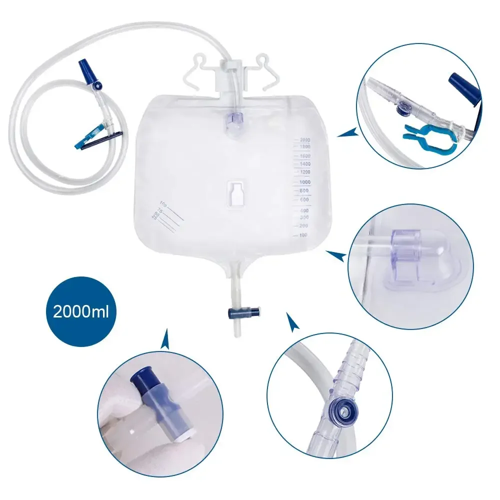 5pcs Urinary Drainage Bag Urine Collection Bag with Anti-Reflux Chamber Medical Drain Bag 48