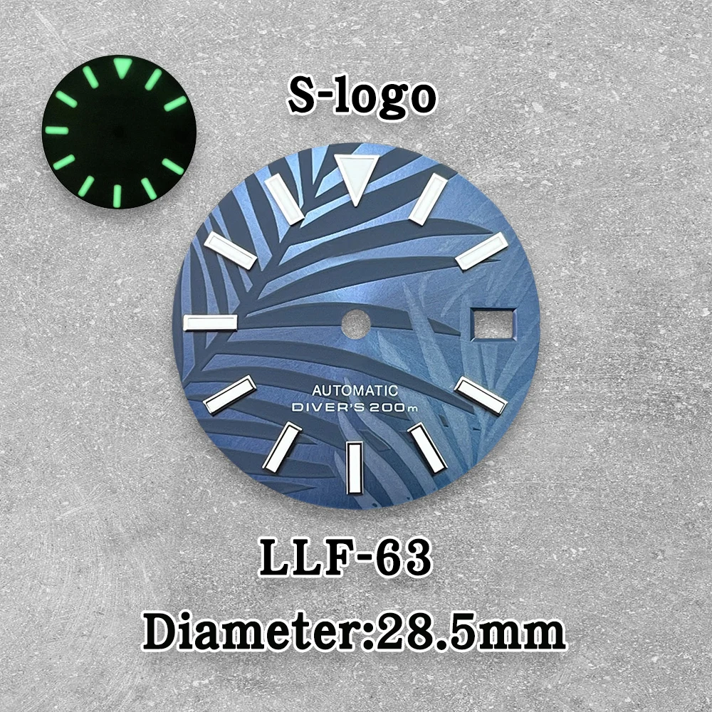 28.5mm s logotipo nh35 dial padrão de folha de bambu dial adequado para movimento nh35/nh36 3/3.8/4.2 horas coroa nh35 acessórios ﻿