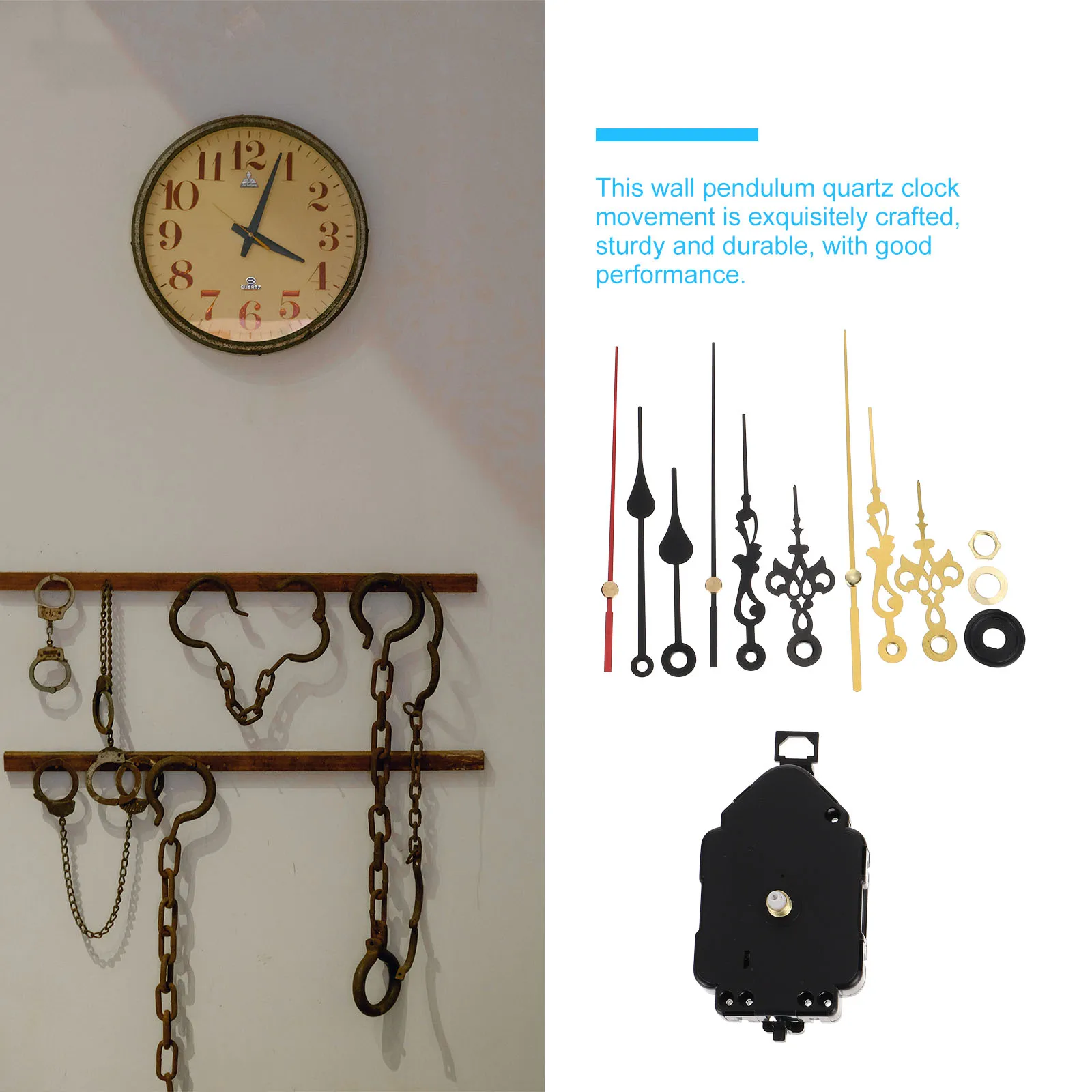 

Quartz Wall Clock Parts Mechanism Component Pendulum Movement Plastic Repair DIY Replacement