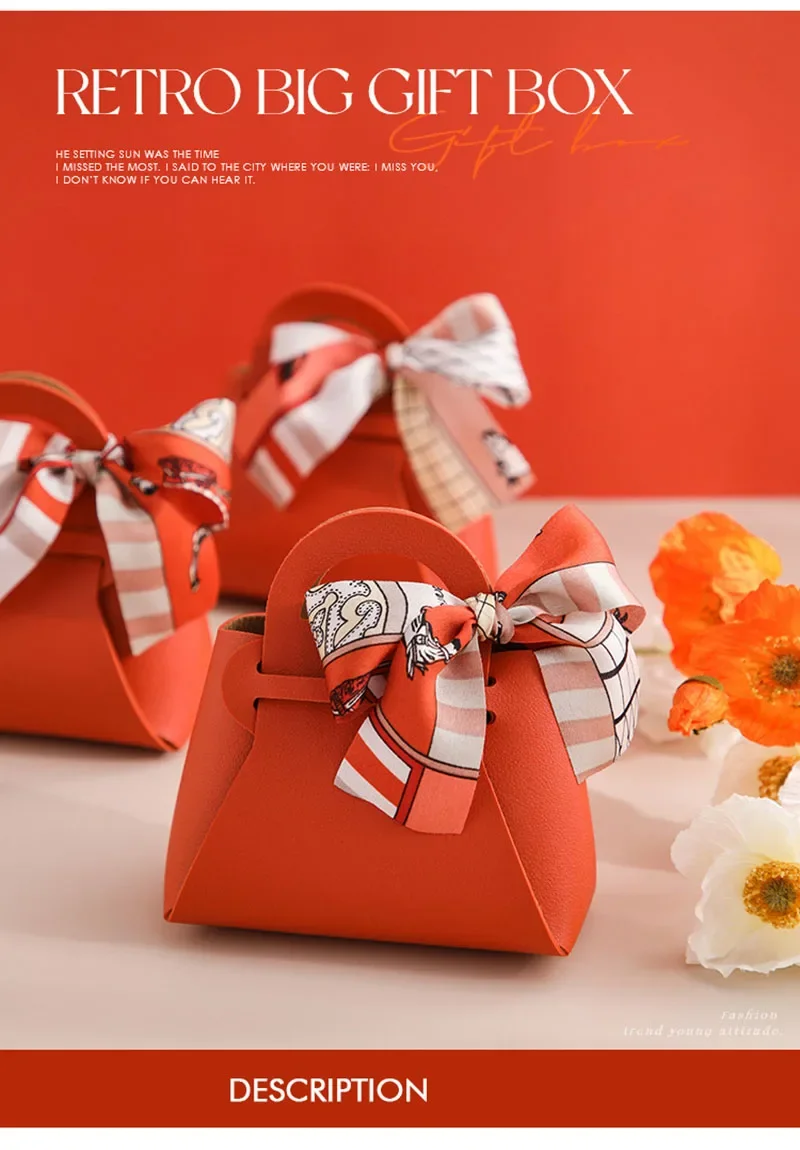 50 Stück verteilte rosa Geschenktüten aus Leder, Hochzeitsbevorzugungsbeutel für Gäste, Mini-Handtasche mit Band, Süßigkeiten-Verpackungsbox, Party-Dekoration – Detail 4