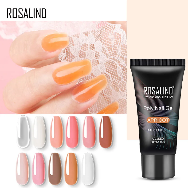 

ROSALIND Acrylic UV Gel Extension Polish Nail Art 30ml Poly Nail Gel For Quick Builder Nail Extension Cure with UV/LED