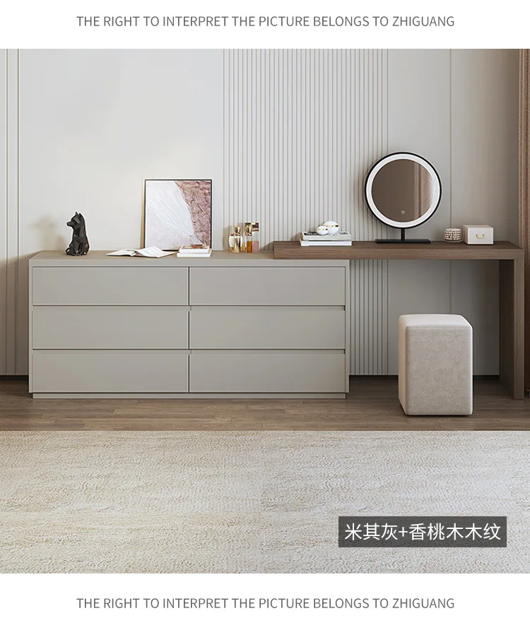 Italian Minimalist Dresser 6 Drawer Chest Bedroom TV Stand Makeup Vanity Combo Nightstand Storage Cabinet Modern Furniture