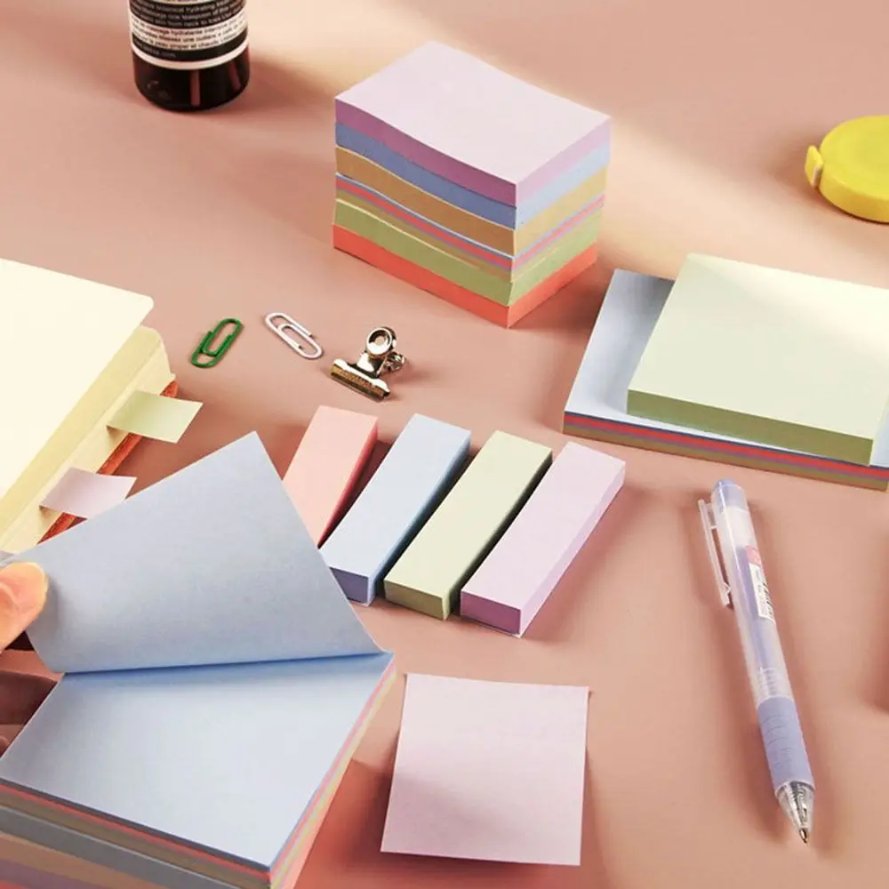 2pc Morandi Color Sticky Notes Colorful Student Stationery Message Notes Office Can Be Pasted Hand-tear Notes Stickers