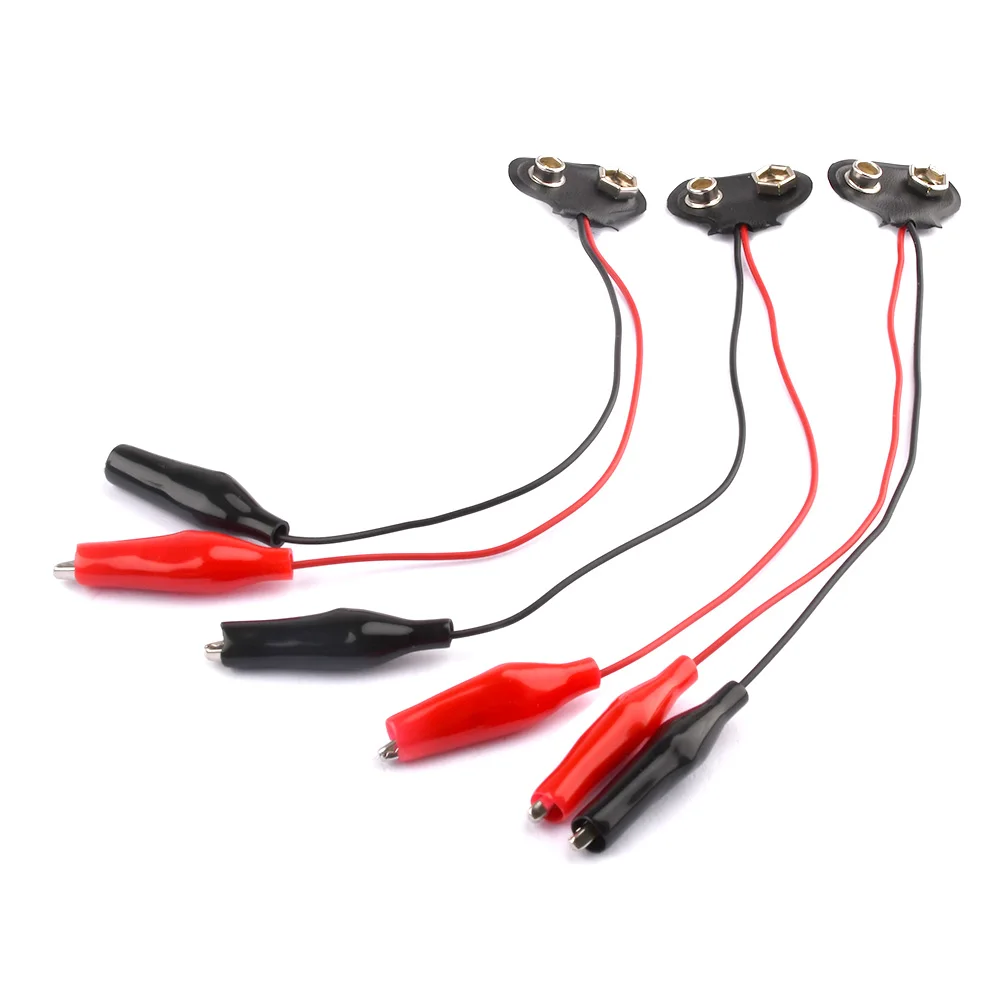 3pcs 9V Clip per batteria supporto per piombo fibbia per batteria scatta filo connettore a Clip a coccodrillo 18cm 9V Clip per batteria doppia Clip a coccodrillo