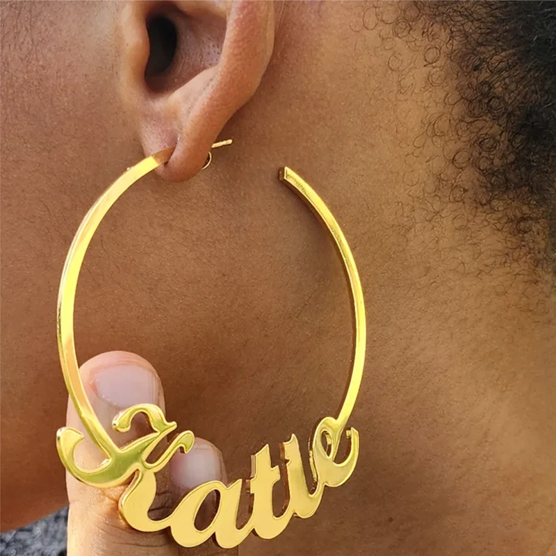 DHQH 2025 New Customized Name Ring Earrings Personalized Letter/Name Ring Earrings Personalized Commemorative Gift for Her