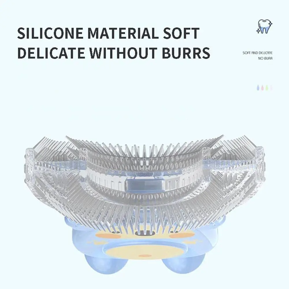 360 graus em forma de u escova de dentes crianças silicone escova de dentes bonito padrão dos desenhos animados crianças cuidados orais do bebê treinamento escova de dentes