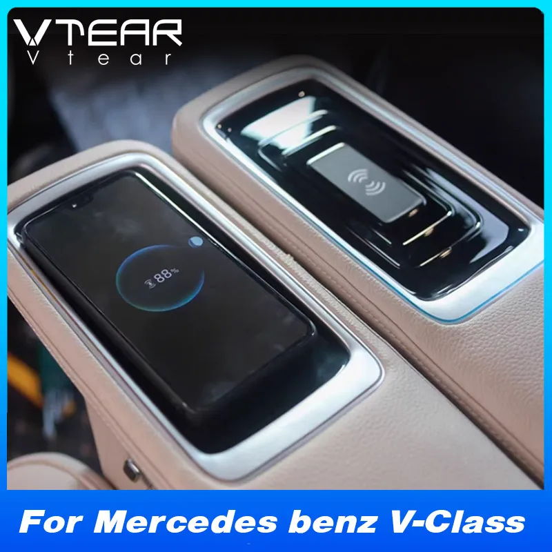 Car Wireless Charger 15W Fast Phone Charging Panel Adapter For Mercedes-Benz V Class Accessories Modification 2020-2023