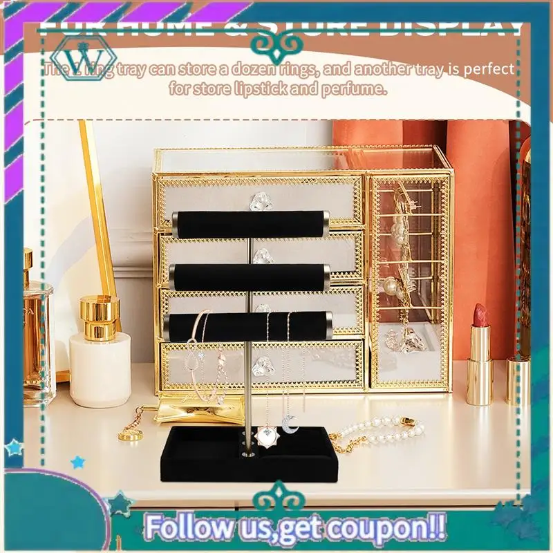 

A09P Detachable T Bar Black Velvet For Bracelet Holder, 3 Tier Display For Jewelry–For Bracelets, Necklaces Storage Rack