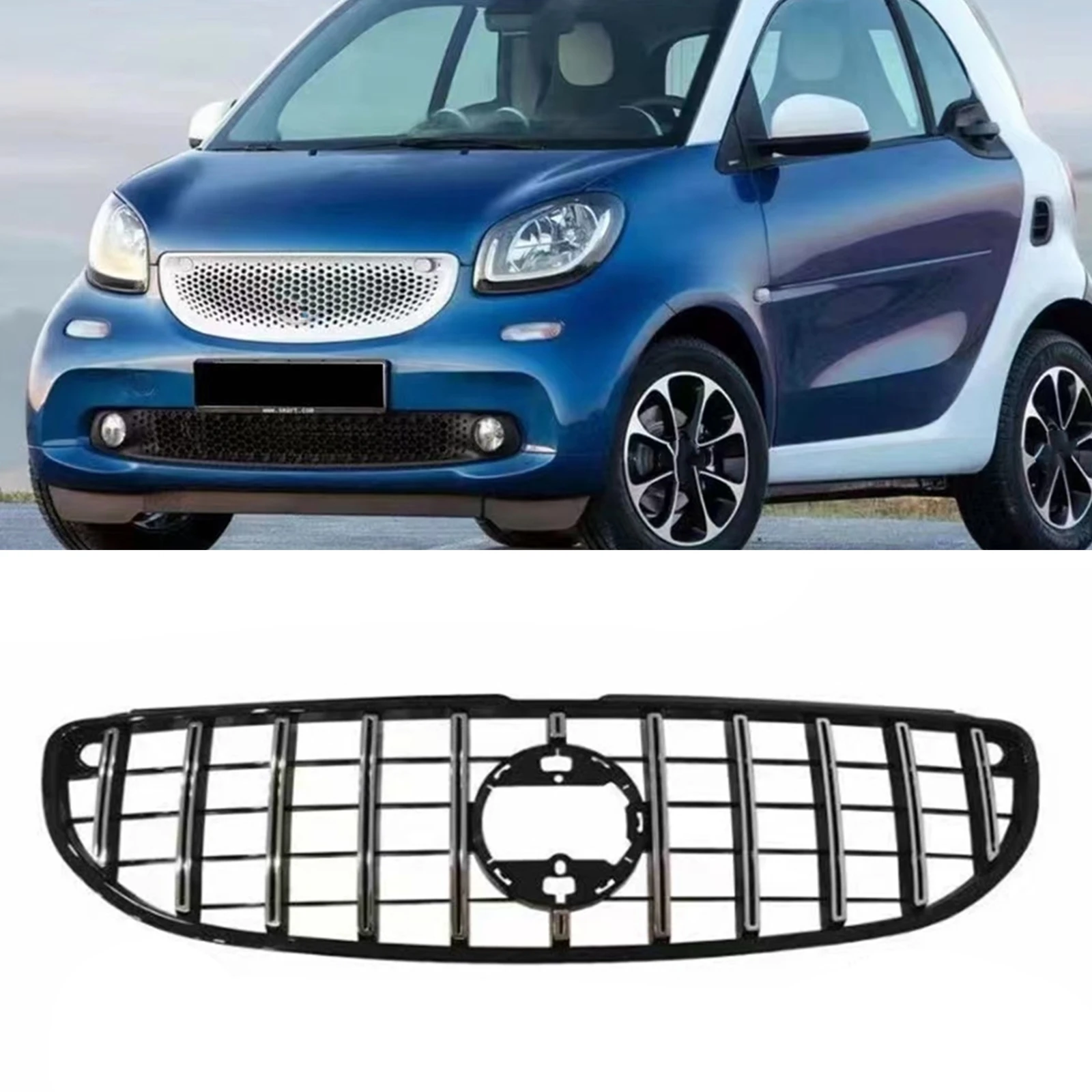 

Car Front Kidney Racing Grill Mesh Upper Bumper Hood Grille For Mercedes Benz Fortwo W453 2 Door 2015-2019 GT Style