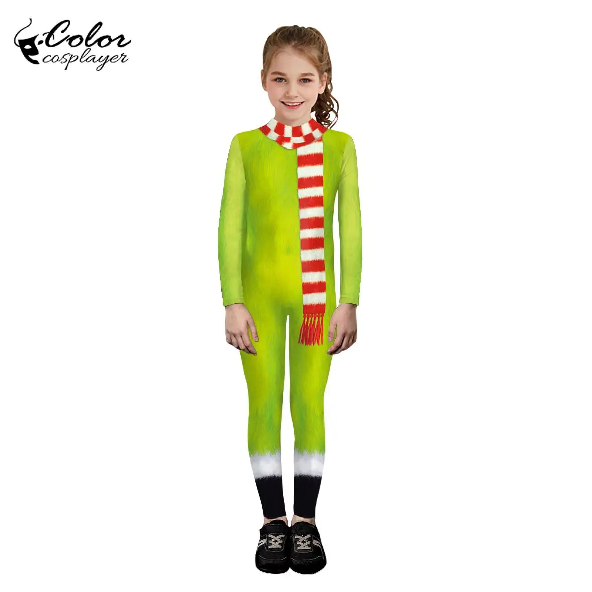 Color Cosplayer Christmas Dress Suit Jumpsuit Xmas Cosplay Costume Movie Green Monster Girl Bodysuit Party Carnival Zentai