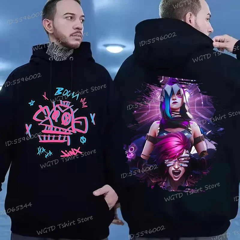 Arcane Jinx Funny Hoodies Anime Print Men Women Sweatshirt Long Sleeve Cartoon Game Lovers Sportswear Arcane Jinx Sweatshirts