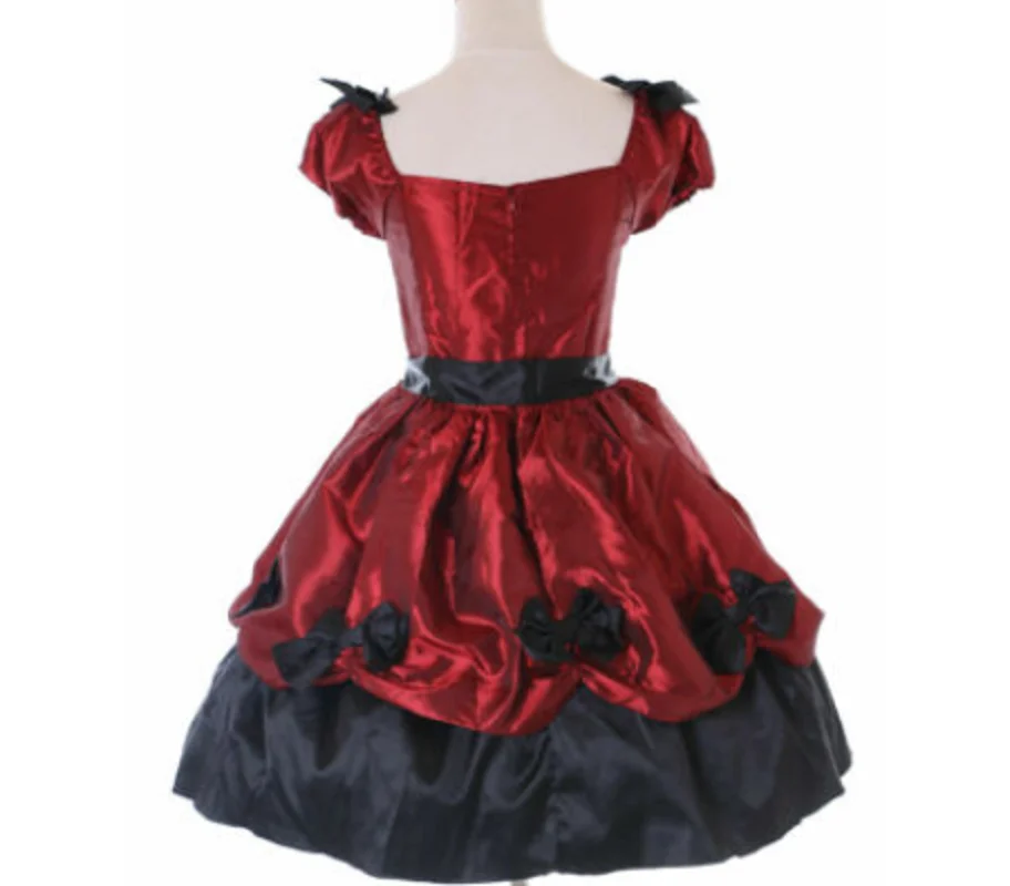 New Gothic Lolita Sissy Girl Maid Dresser Party Daily Unisex Dress Up Square Neck Red Black Bow Evening Dress Can Be Customized