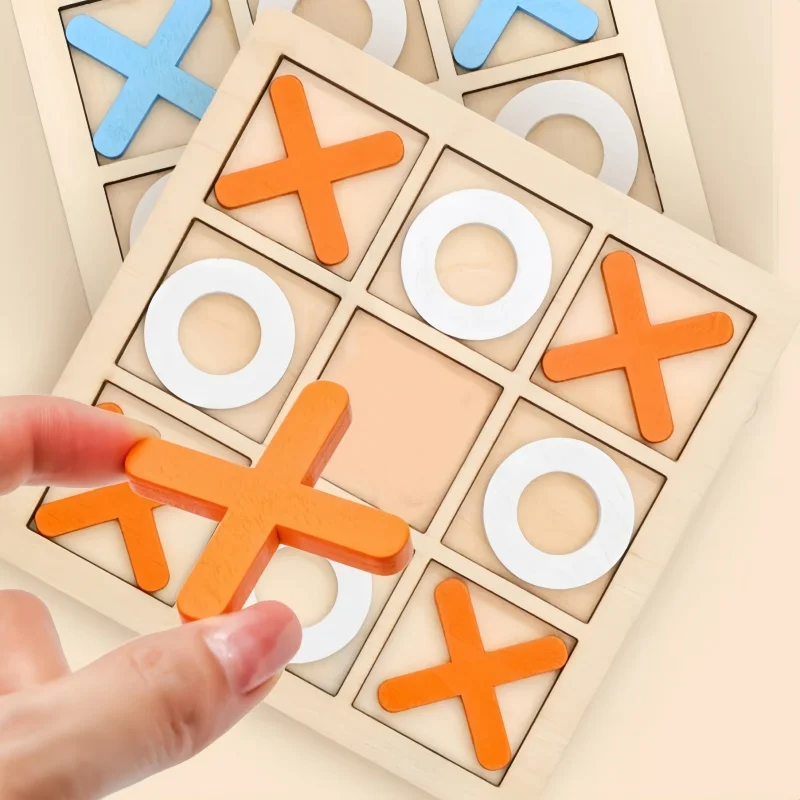 Xo Tic Tac Toe Wooden Board Game Table Toy Parent-child Interactive Fun Game Children Puzzle Toys For Birthday Party