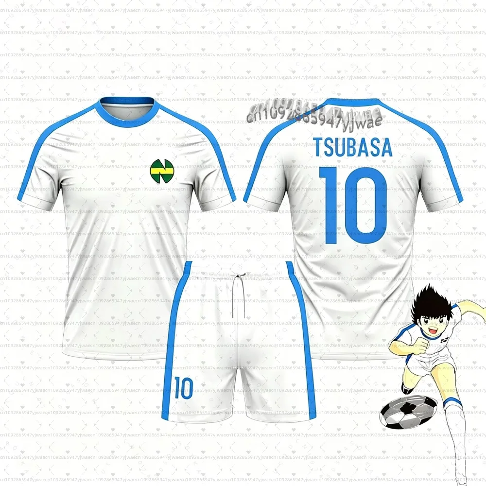 26 Captain Tsubasa Anime 3D-Druck Herren T-Shirt Cosplay Sport Schnelltrocknend Set Herren Trainingsanzug 2-teiliges Set Eltern-Kind-Kleidung – Detail 2