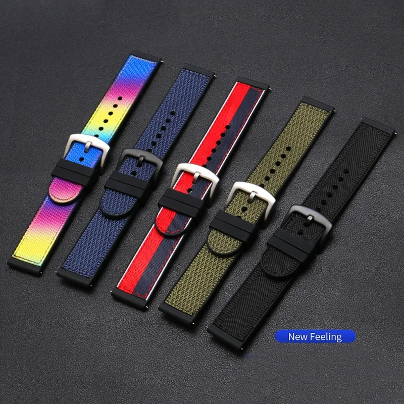

20mm 22mm nylon+silicone strap suitable for Samsung Galaxy Watch Active2 Amazfit2S/GTR/GTS quick release wristband