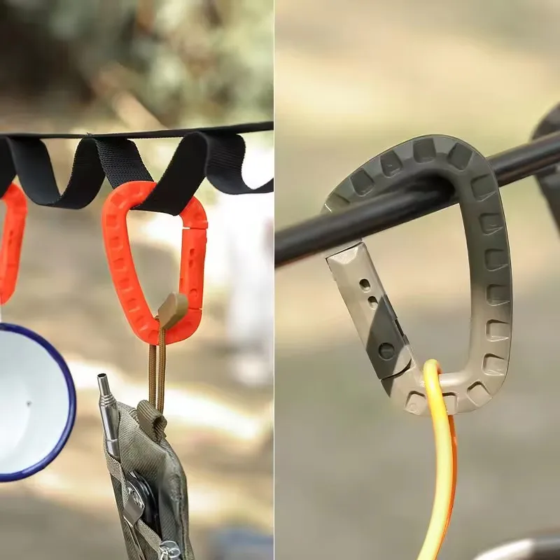 1/2/6pcs Tactical Plastic Carabiner Clip Keychain D-Shape Hard Spring Snap Gear Hook Outdoor Camping Hiking EDC Tools