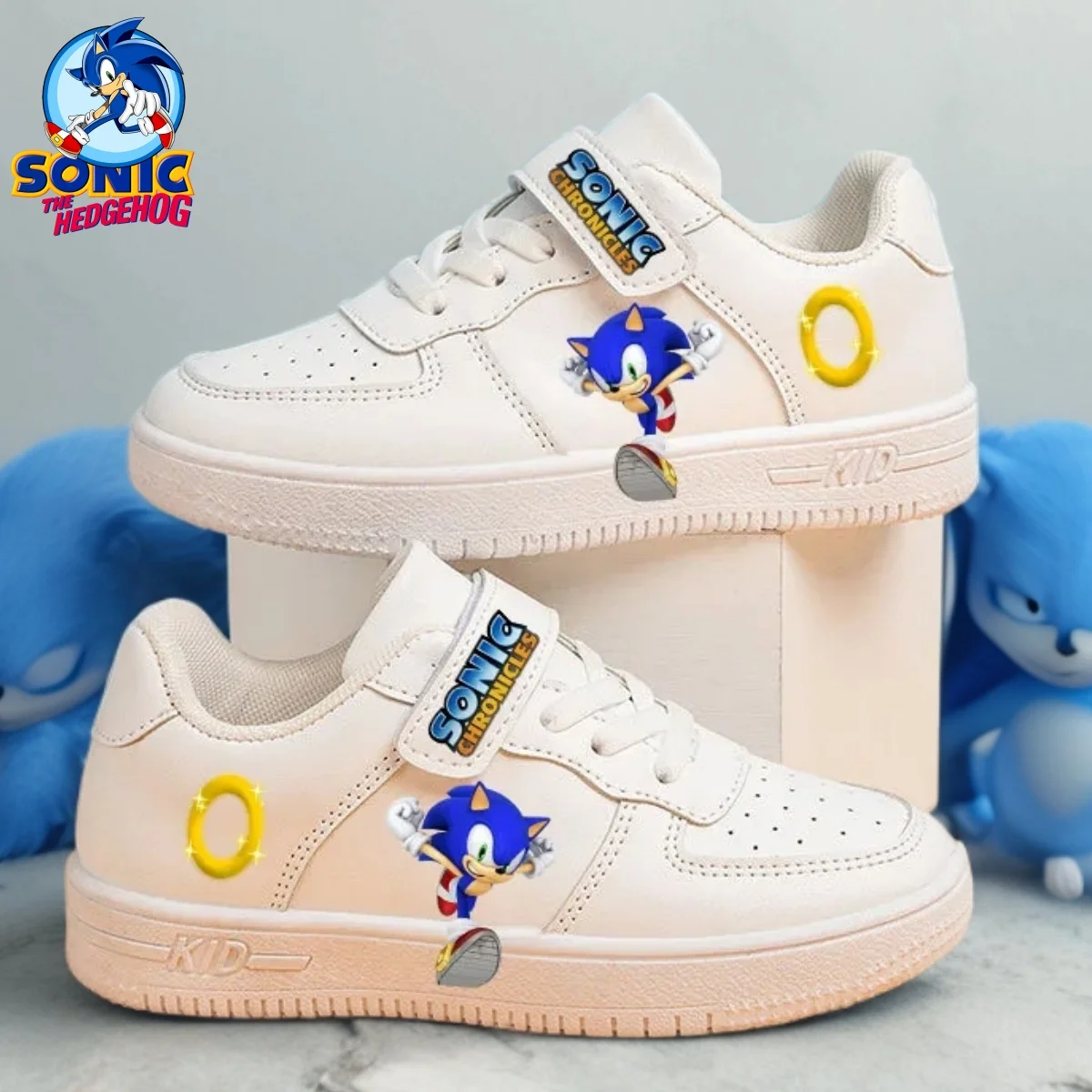 Anime Sonic chaussures Kawaii Sonic chaussures de Tennis nouveau dessin animé Sonic blanc Basket chaussures 4-12 Y Sonic espadrilles décontractées taille 27-37
