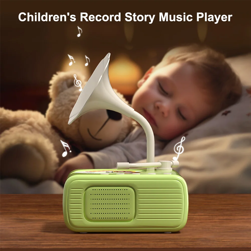 فونوغراف للأطفال مع قصة مكبرات الصوت ومشغل موسيقى فونوغراف تعليمي للأولاد والبنات من سن 3 سنوات فما فوق