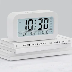Battery Powered LCD Alarm Clock TEMP Date Week 3 Alarms Backlight Snooze Table  Clock Night Vision Function12/24H Digital Clock