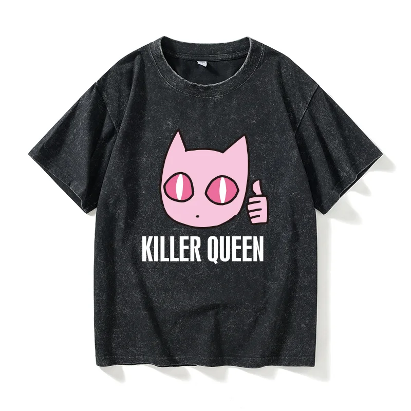 

Футболка Jojo Adventure Queen Killer с коротким рукавом и круглым вырезом, большого размера, хлопковая, повседневная, летняя, для мужчин и женщин.