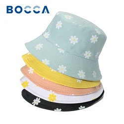 Bocca Bucket Hat For Men Women Summer Flower Print 58cm Big Size Double Side Reversible Foldable Cotton Fisherman Hats