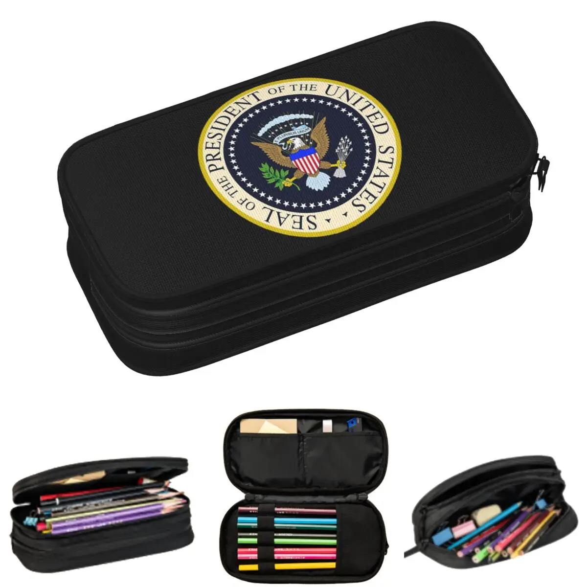 

Seal Of The President Of The United States Pencil Cases for Students School Pen Box Pencil Bag Large Storage Pencil Pouch
