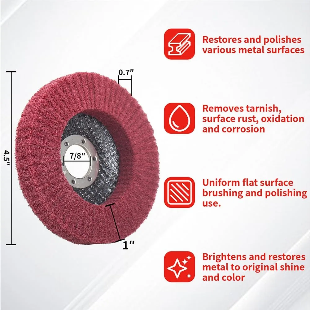 10Pcs Scour Flap Disc Nylon Fiber Flap Polishing Wheel Disc For Angle Grinder 4.5 Inch Wood Metal Buffing - Flap Disc Angle Grinder Attachment For Scuff Grinding Sanding Polishing & Paint Rust Removal