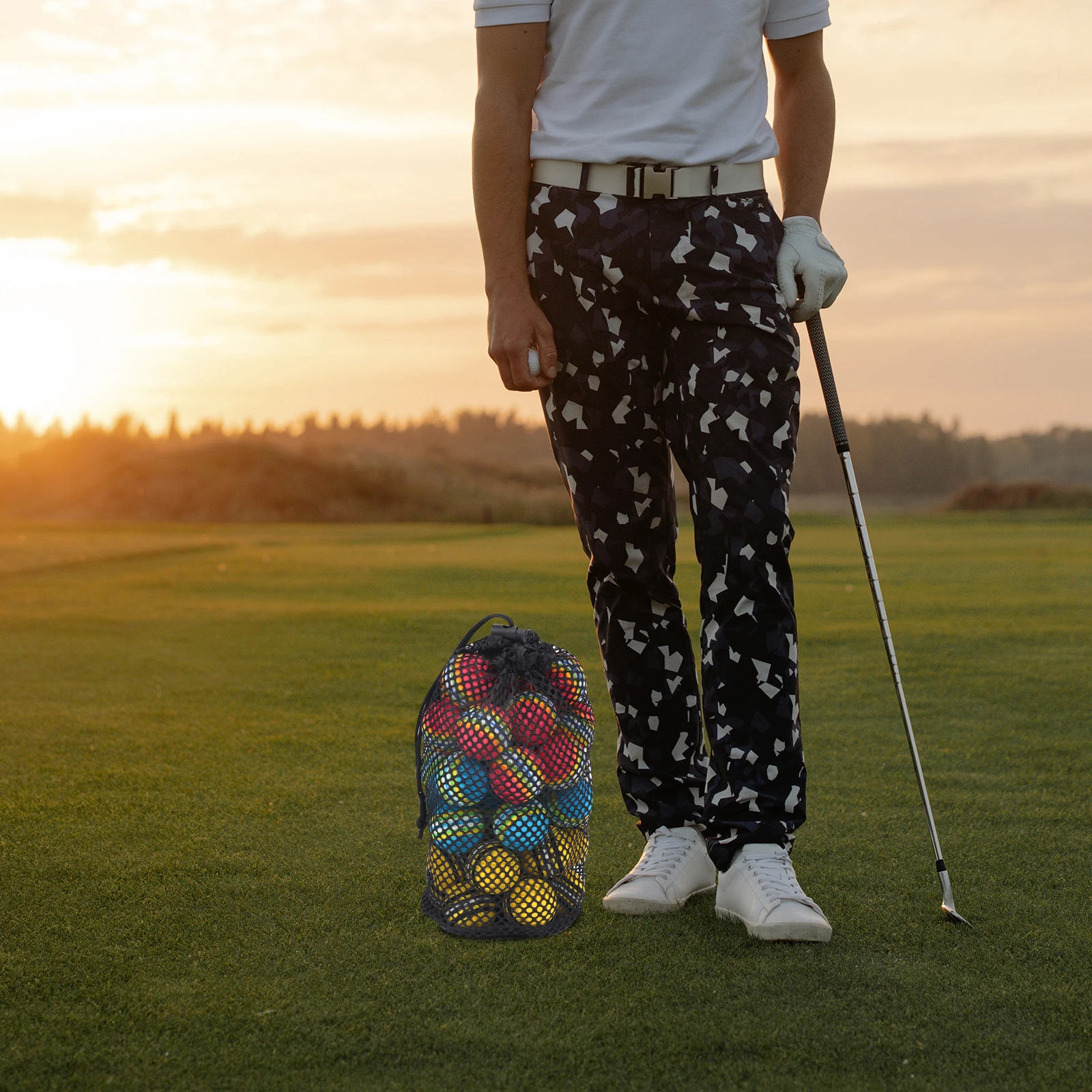 

Golf Balls Storage Bag Nylon Material Durable Large Mouth Mesh Net Pocket Ventilation Drawstring Golfs Ball Bag Sports Supplies