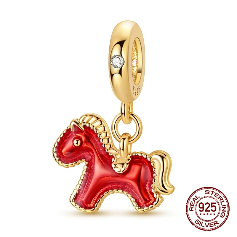 

Подвеска из стерлингового серебра 925 пробы с изображением красного лошади Даларна, символом силы, мужества, верности, достоинства, подходит для браслета, новогодний подарок, ювелирное украшение для женщин