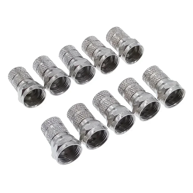 10PCS 75-5 F Type Coaxial Cable Connector Plugs Brass materials singnal Line connectors F connector