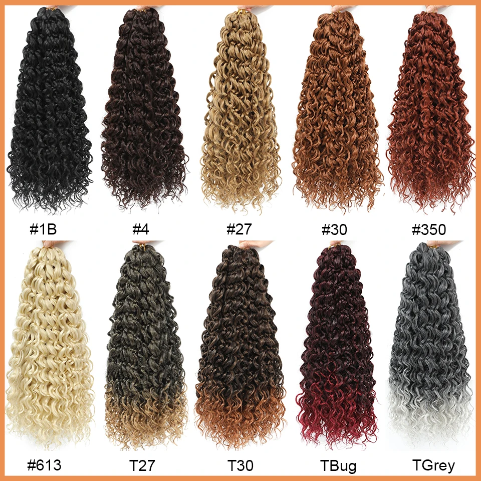 18 Inch GoGo Curl Crochet Hair #1B 4 27 30 350 613 T Bug 10 Colors Ombre Beach Curl Water Wave Synthetic Crochet Hair Extensions