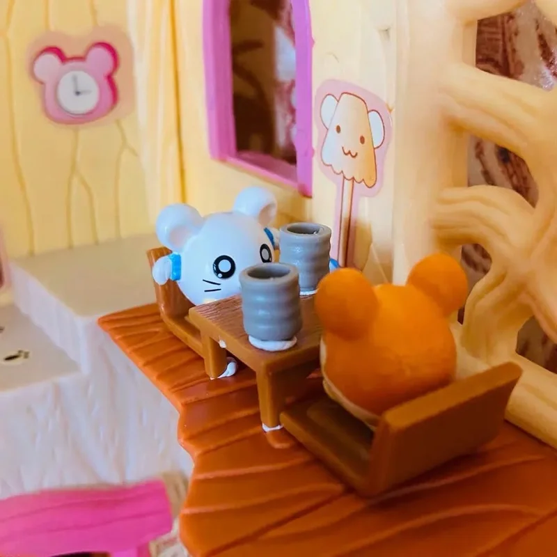 New Cute Japan Anime Hamtaro Bijou Basement Hamster House Series Figure Model Toys With 12PCS Doll Set Kids Children Gifts