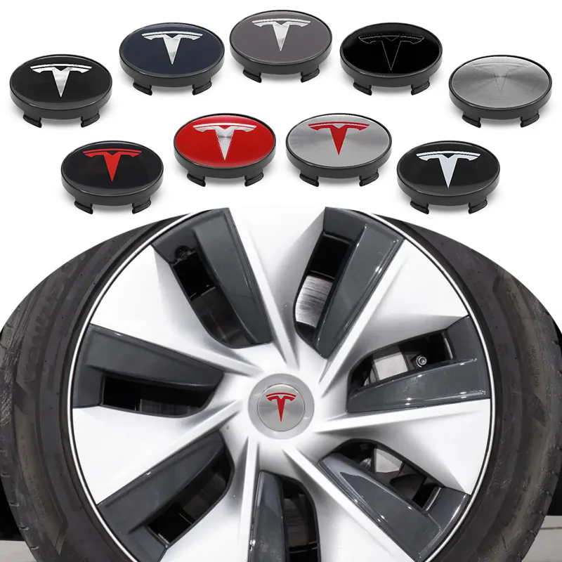 4Pcs 56mm+60mm Car Wheel Center Hub Caps Stickers Auto Rim Cover Accessories For Tesla Model 3 Model S X Model Y Roadster SpaceX