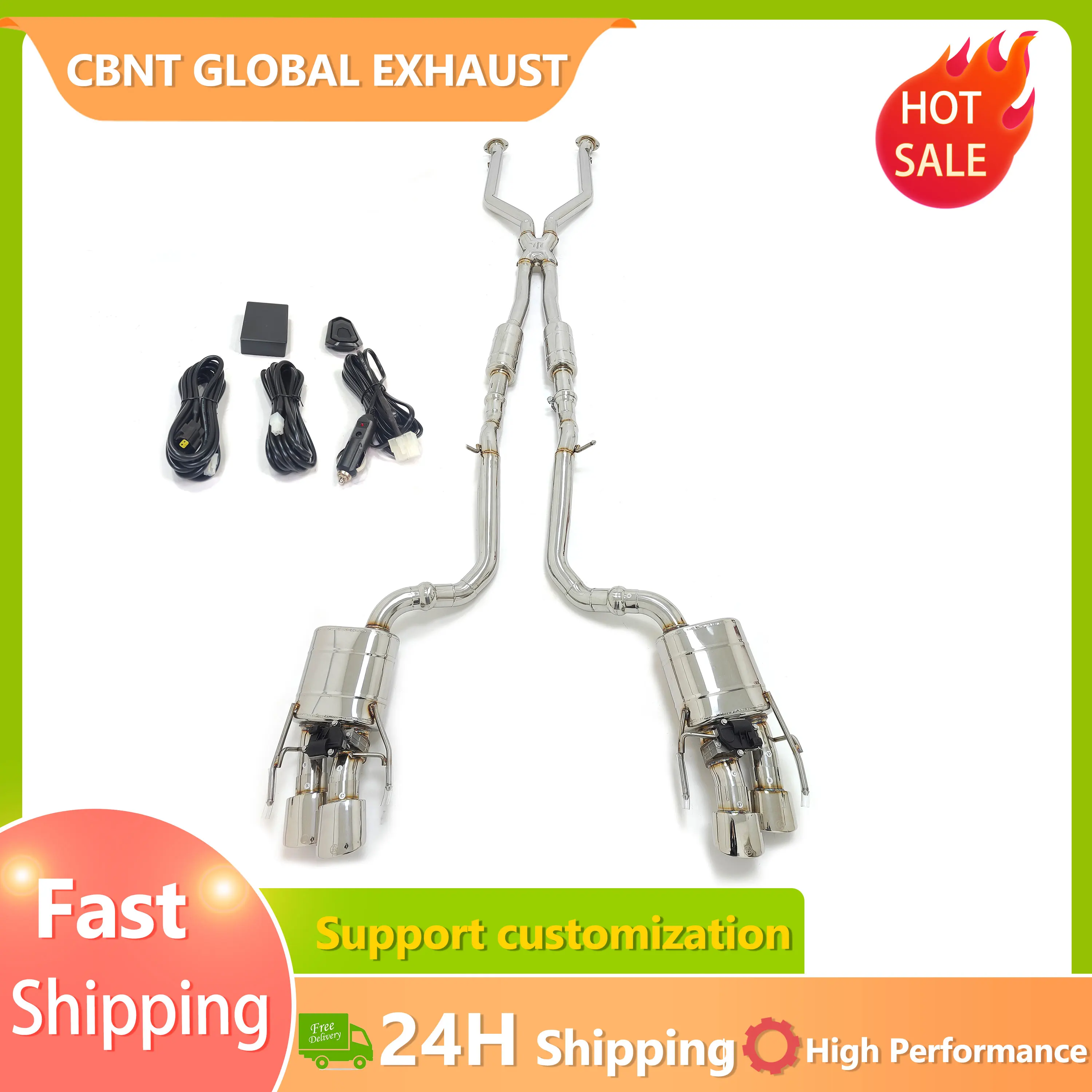 

CBNT Performance Ungrade Quad Valvetronic Exhaust Systems Tuning Exhaust Catback for Lexus RCF 5.0L SS304 RC F Valve Muffler