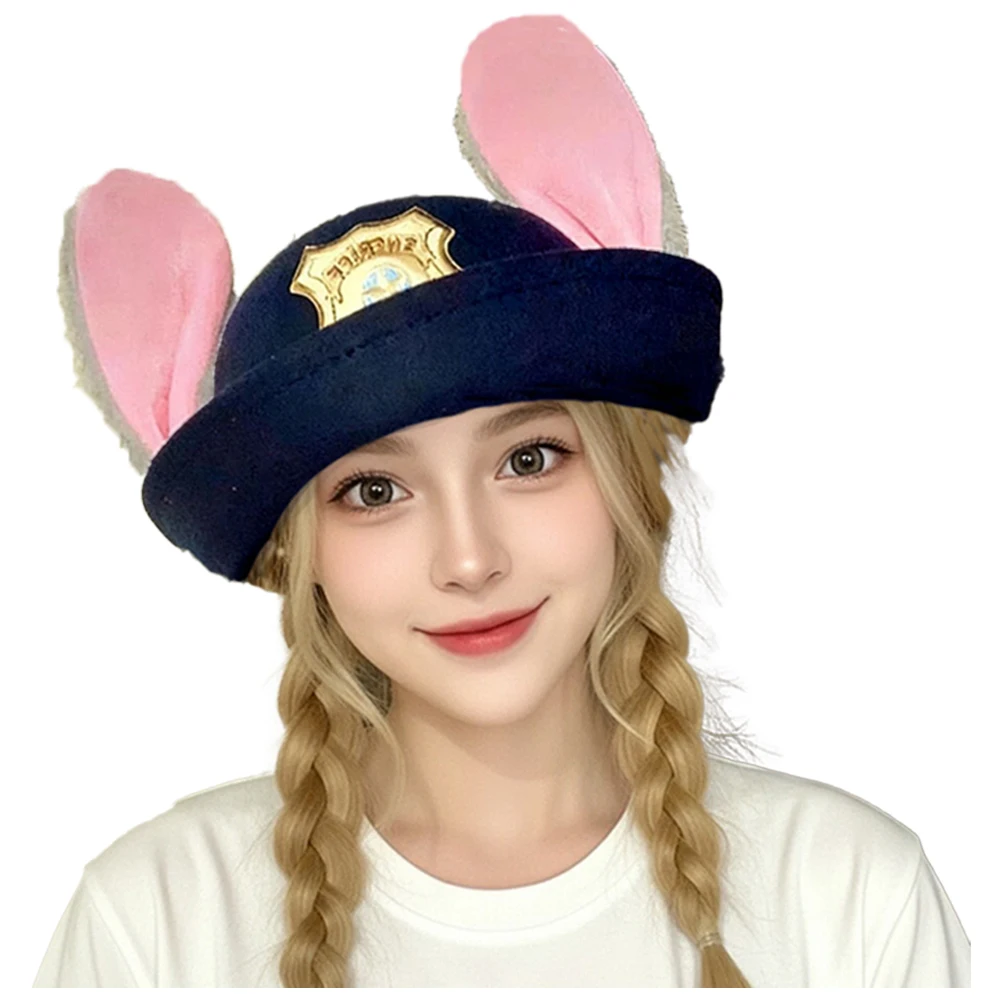 크리스마스 캐릭터 코스프레용 오피서 주디 모자 겨울 따뜻한 헤드피스 캡 귀여운 동물 토끼 귀 할로윈 모자