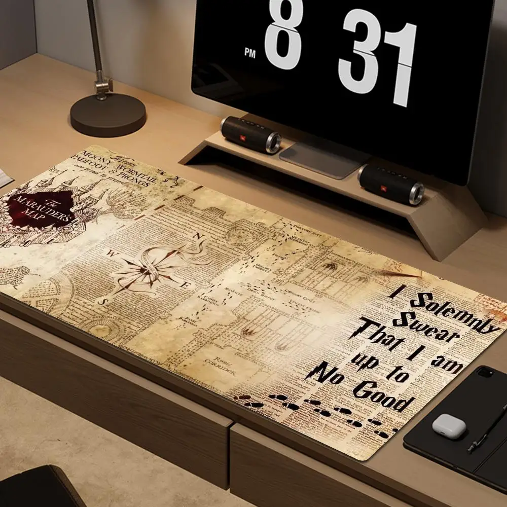 Wizarding-alfombrillas de ratón con mapa del mundo para gaming, alfombrilla de alta gama de 900x400mm, para ordenador, Bloc de notas, gran oferta