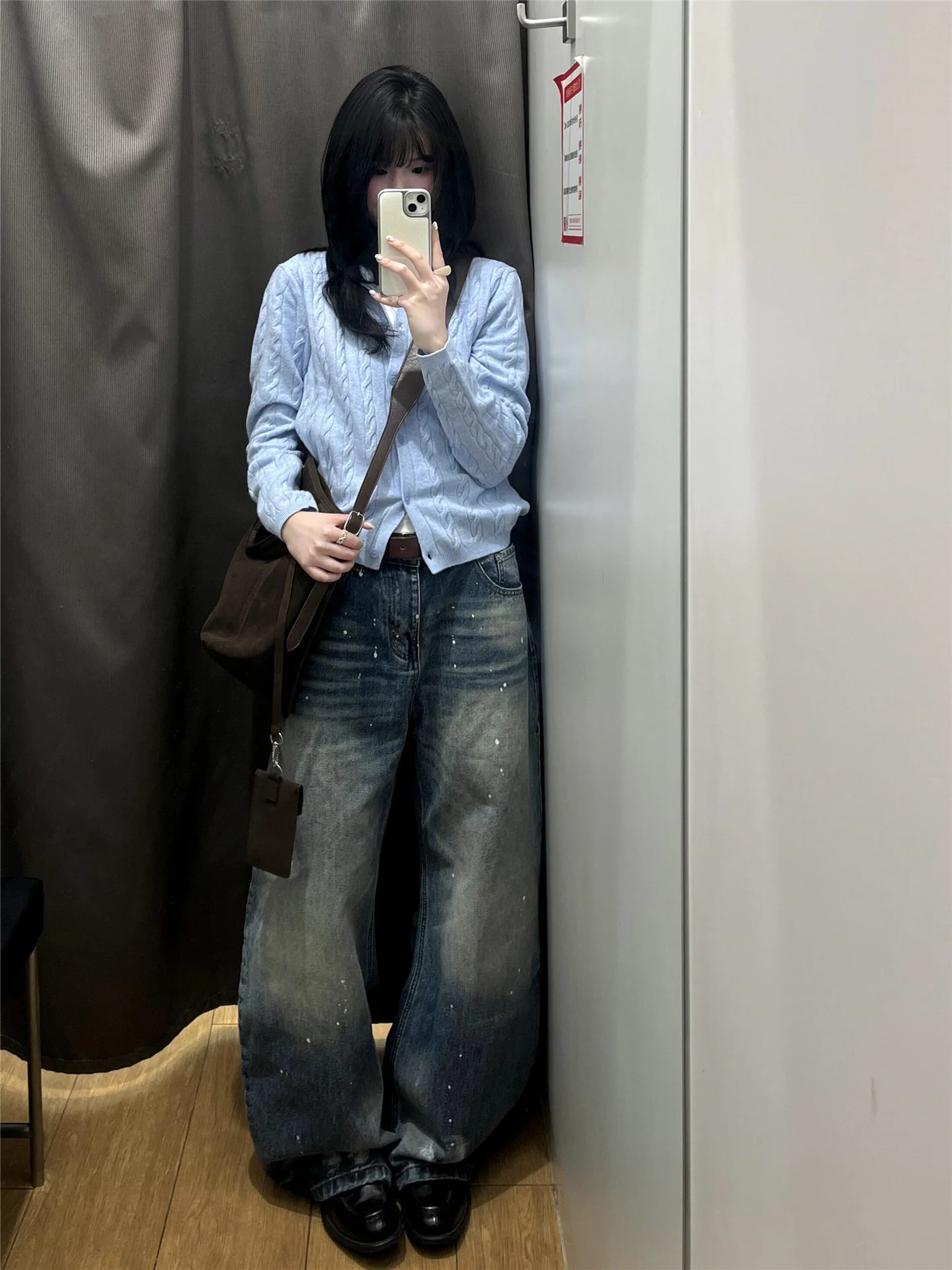 

Extended High Waist Wide Leg Denim Jeans Women's Loose Drapey Slimming Design Spring Fashion Casual Cotton High Waist Jeans