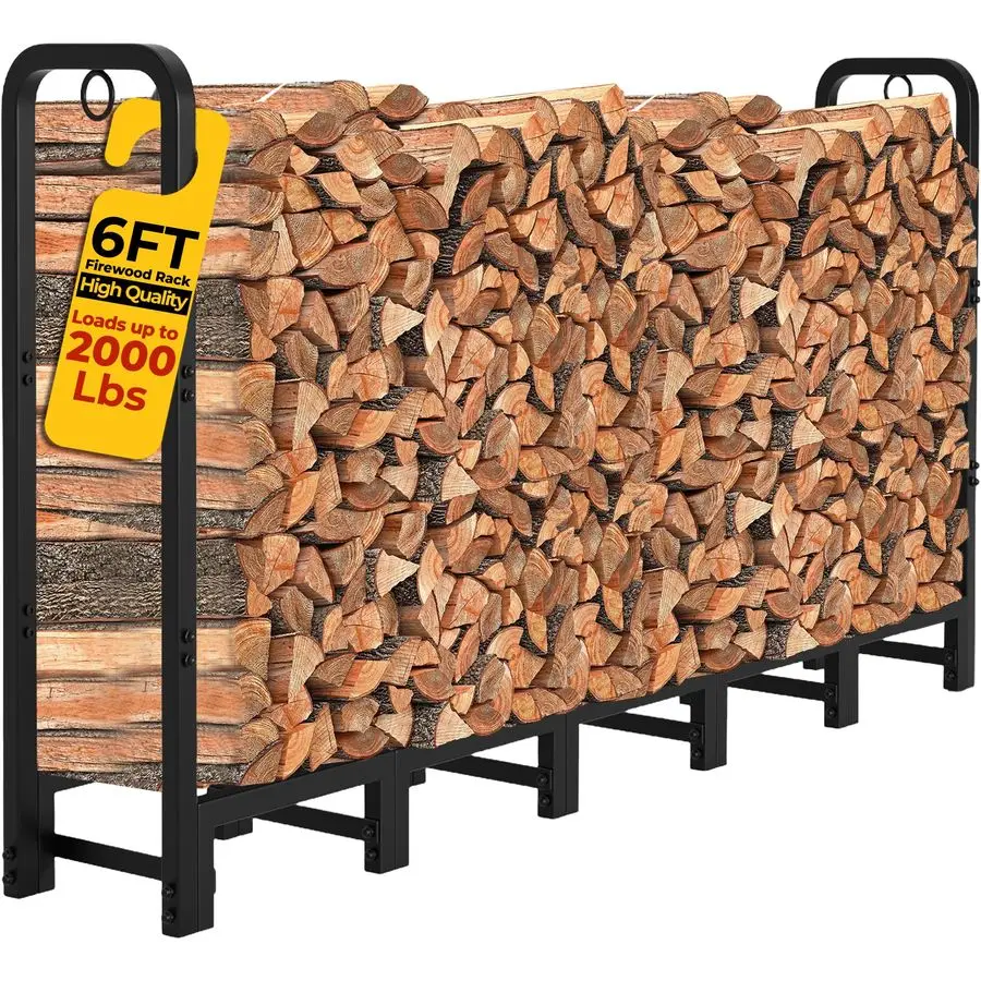 

6-футовая стойка для дров, уличная сверхмощная стойка для огня, деревянная стойка, держатель для бревен, органайзер, подставка для камина, регулируемая металлическая деревянная ворса L